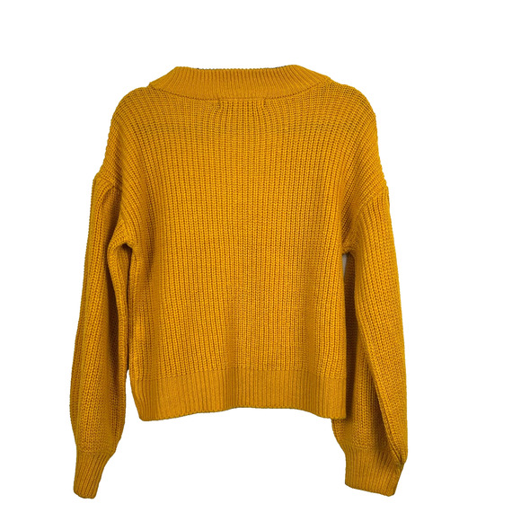 VERO MODA Sweater Womens Medium Mustard Yellow Pullover Sweater Balloon Sleeve - Picture 7 of 10